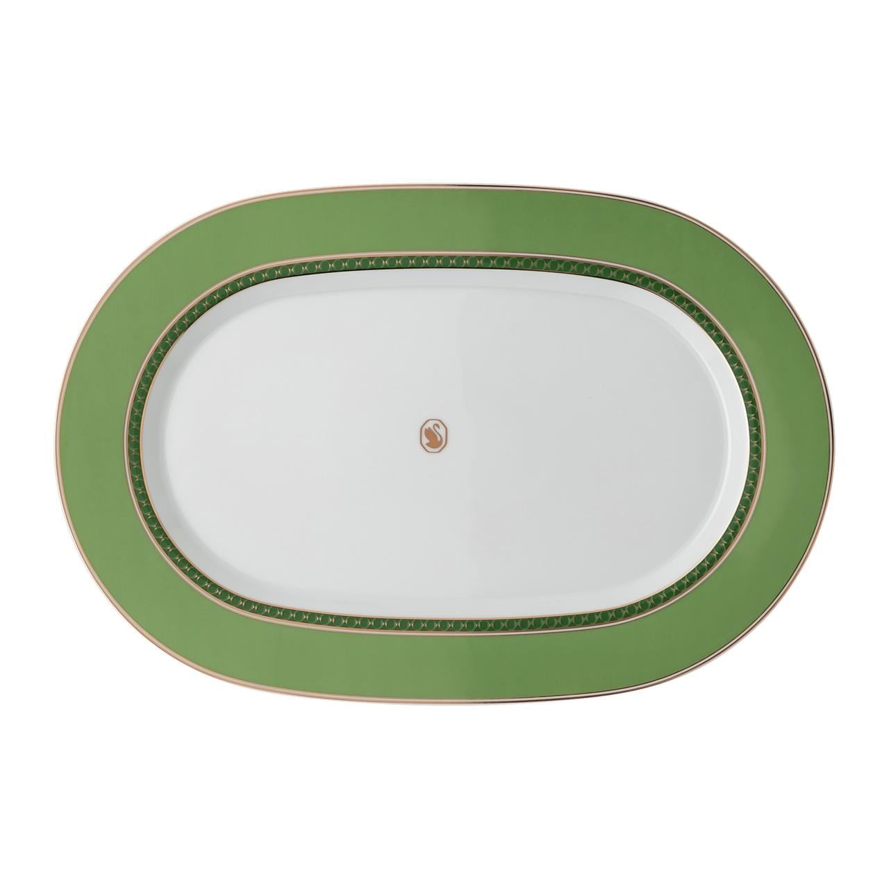 ROSENTHAL X SWAROVSKI SIGNUM FERN - OVAL SERVIS TABAGI, YESIL, 34 CM