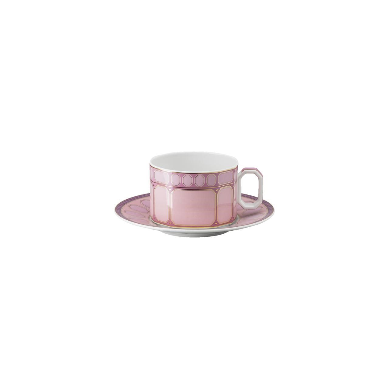 ROSENTHAL X SWAROVSKI SIGNUM ROSE - KAHVE/CAY FINCANI VE TABAGI, PEMBE, 0,26 L