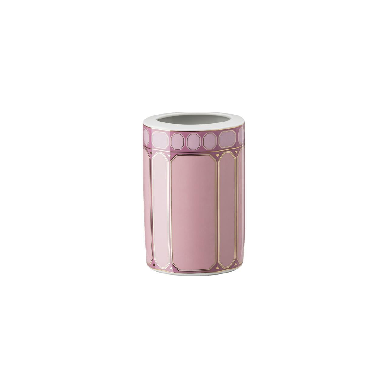 ROSENTHAL X SWAROVSKI SIGNUM ROSE - VAZO, KUCUK, PEMBE, 15 CM