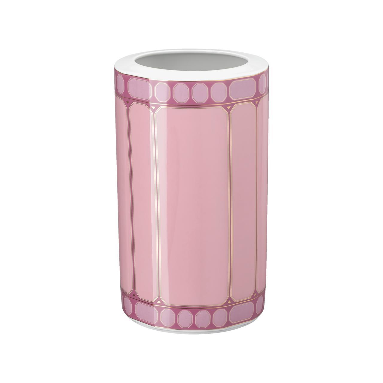 ROSENTHAL X SWAROVSKI SIGNUM ROSE -VAZO, BUYUK, PEMBE, 27 CM