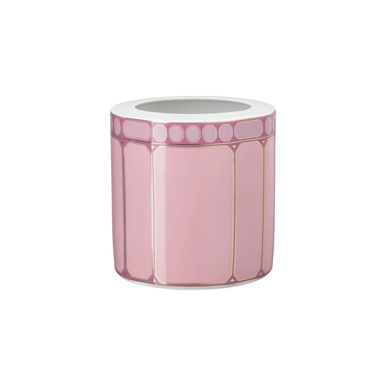 ROSENTHAL X SWAROVSKI SIGNUM ROSE -VAZO, KUCUK, PEMBE, 17 CM
