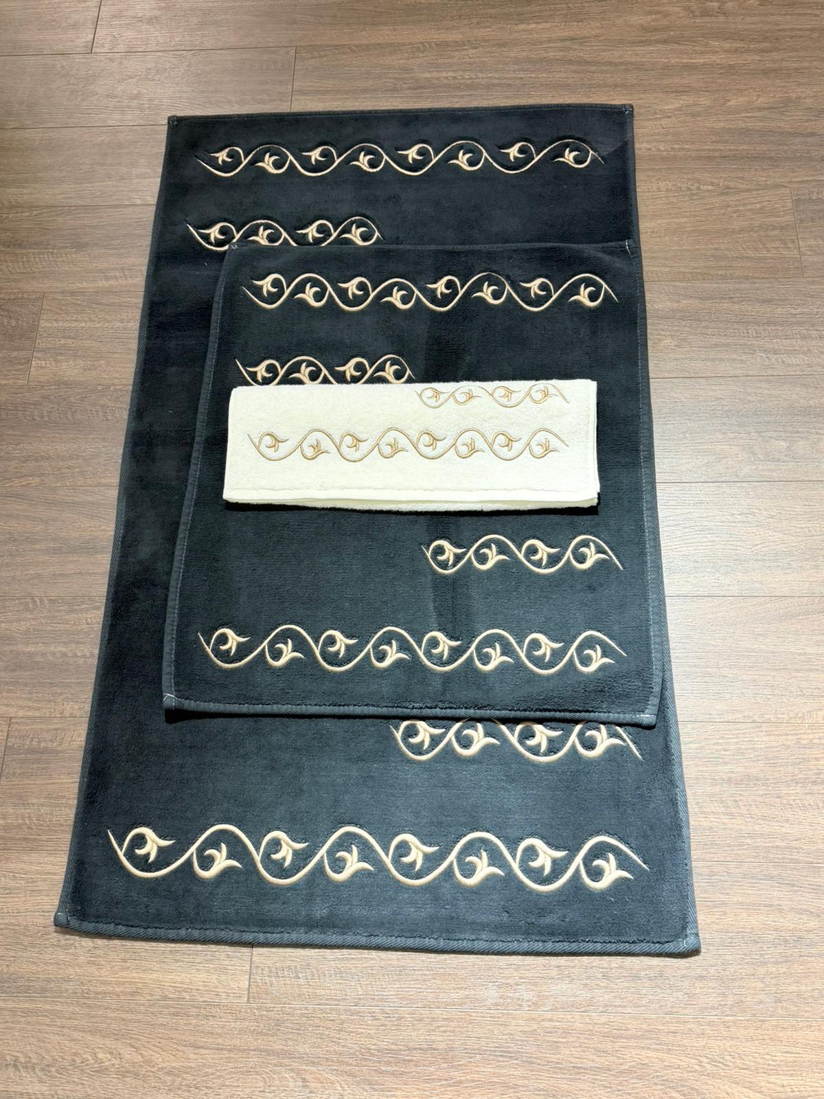 SİYAH LALE MODEL GÜMÜŞ PASPAS TAKIMI 70X120 CM