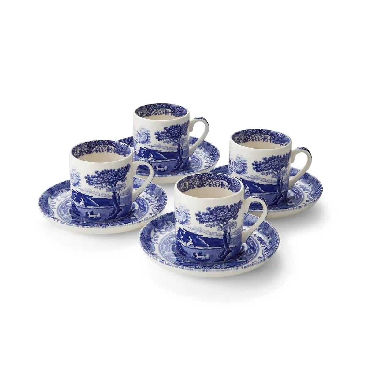 SPODE TAZZA CAFFE + PIATTINO SET 4 BLUE ITALIAN