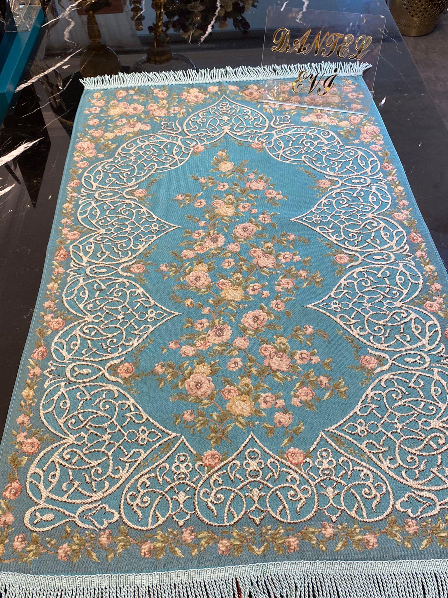 Turkuaz Simli Model Goblen Seccade