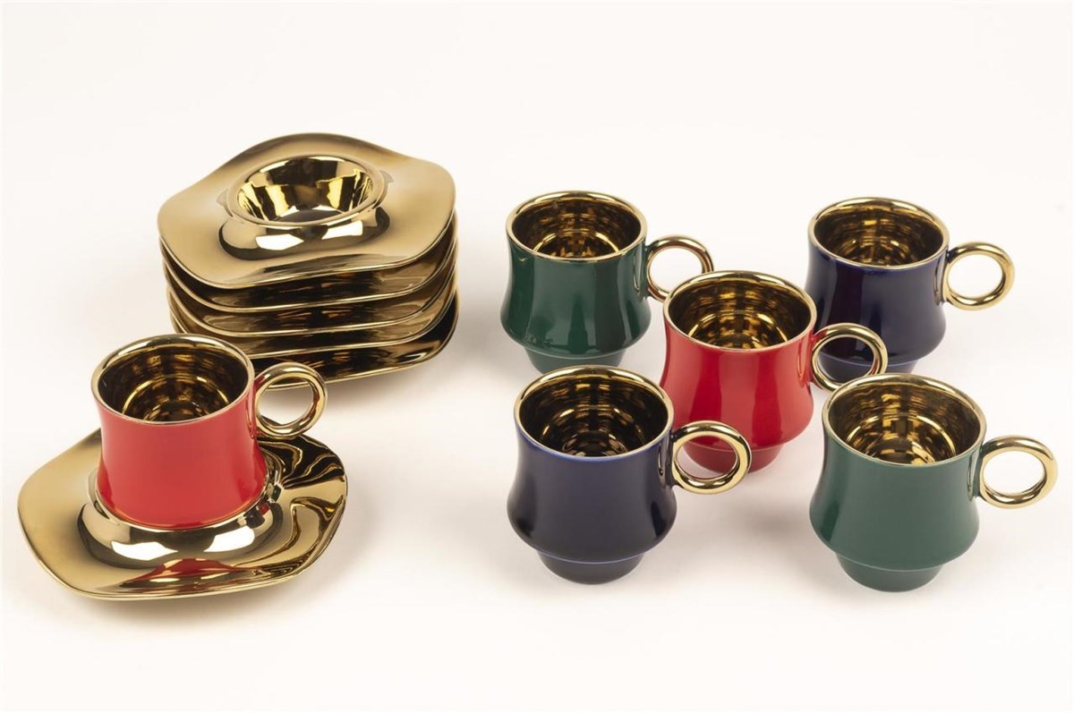 Üç Renk Affecta Altı Kişilik Kahve Fincanı Takımı|Mikasa Moor