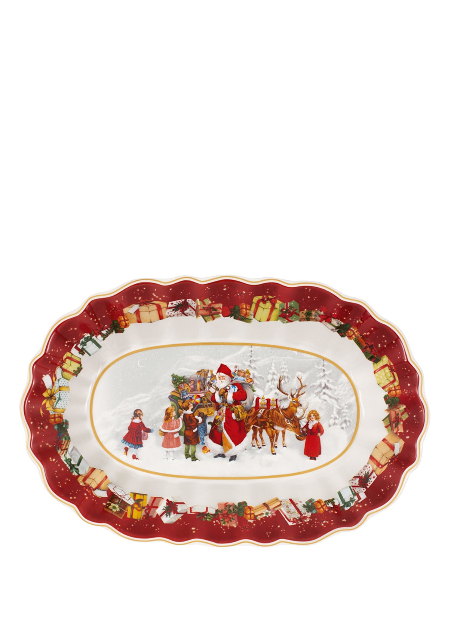 VB TOYS FANTASY - OVAL SERVIS TABAGI, NOEL BABA VE COCUK, 29X19X6 CM