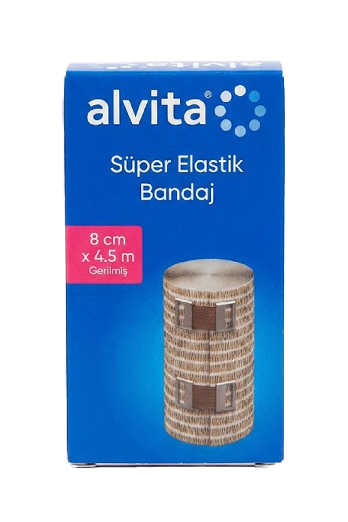 Alvita Süper Elastik Bandağ 8cm 4,5m Gerilmiş