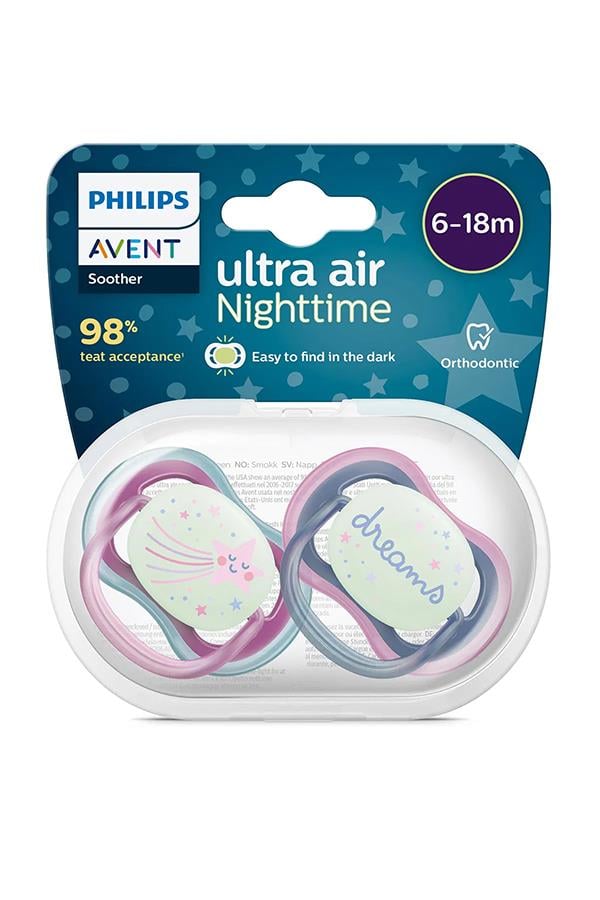 Avent Ultra Air Night Karanlıkta Parlar Gece Emziği 6-18 Ay Kız Scf376/14