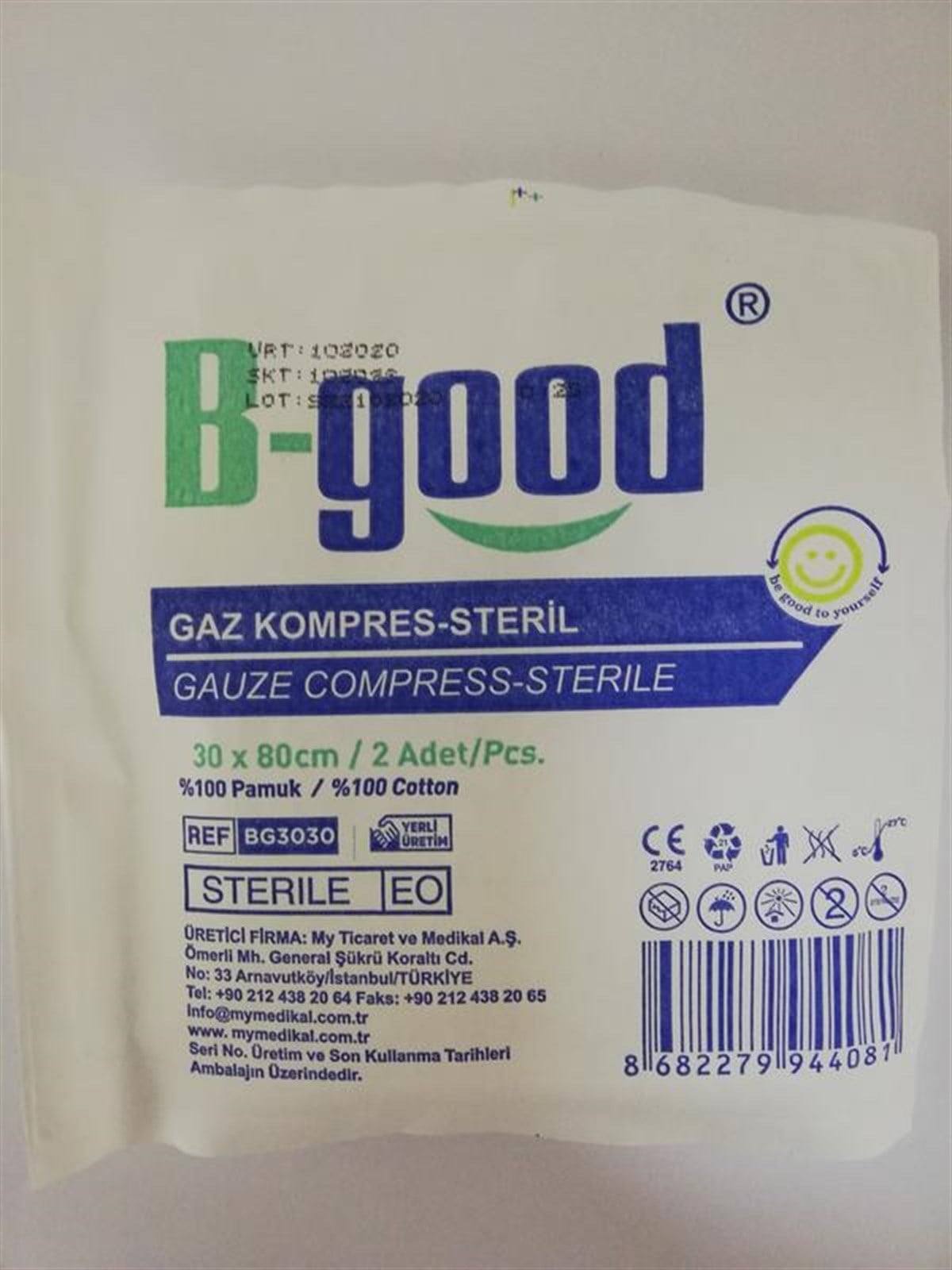 B Good Steril Spanç Gaz Kompres 30x80cm 2li