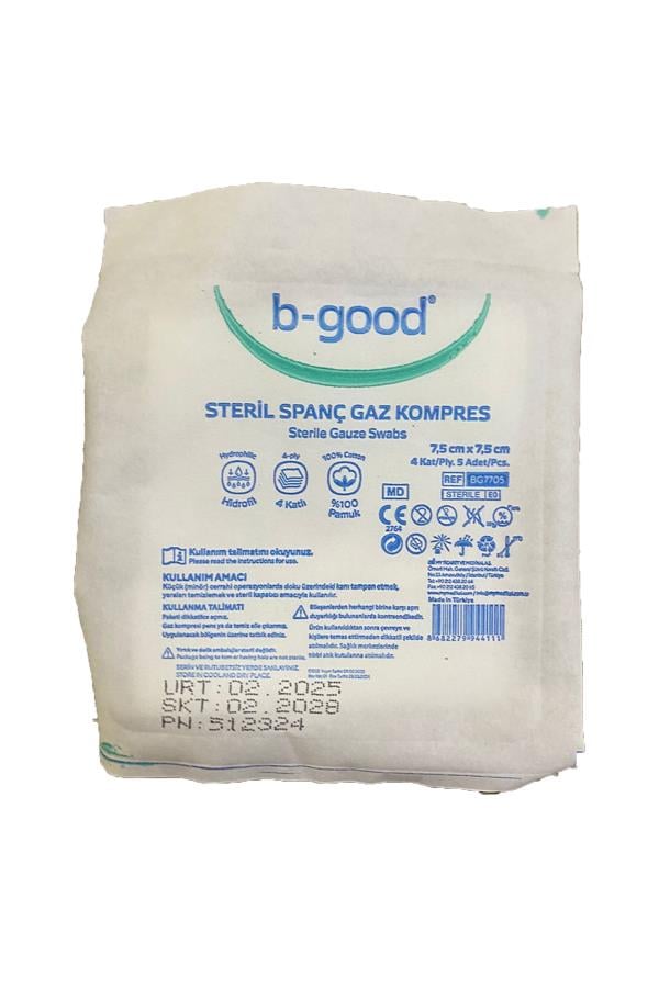 B-Good Steril Spanç Gaz Kompres 7,5x7,5cm -Tek Paket