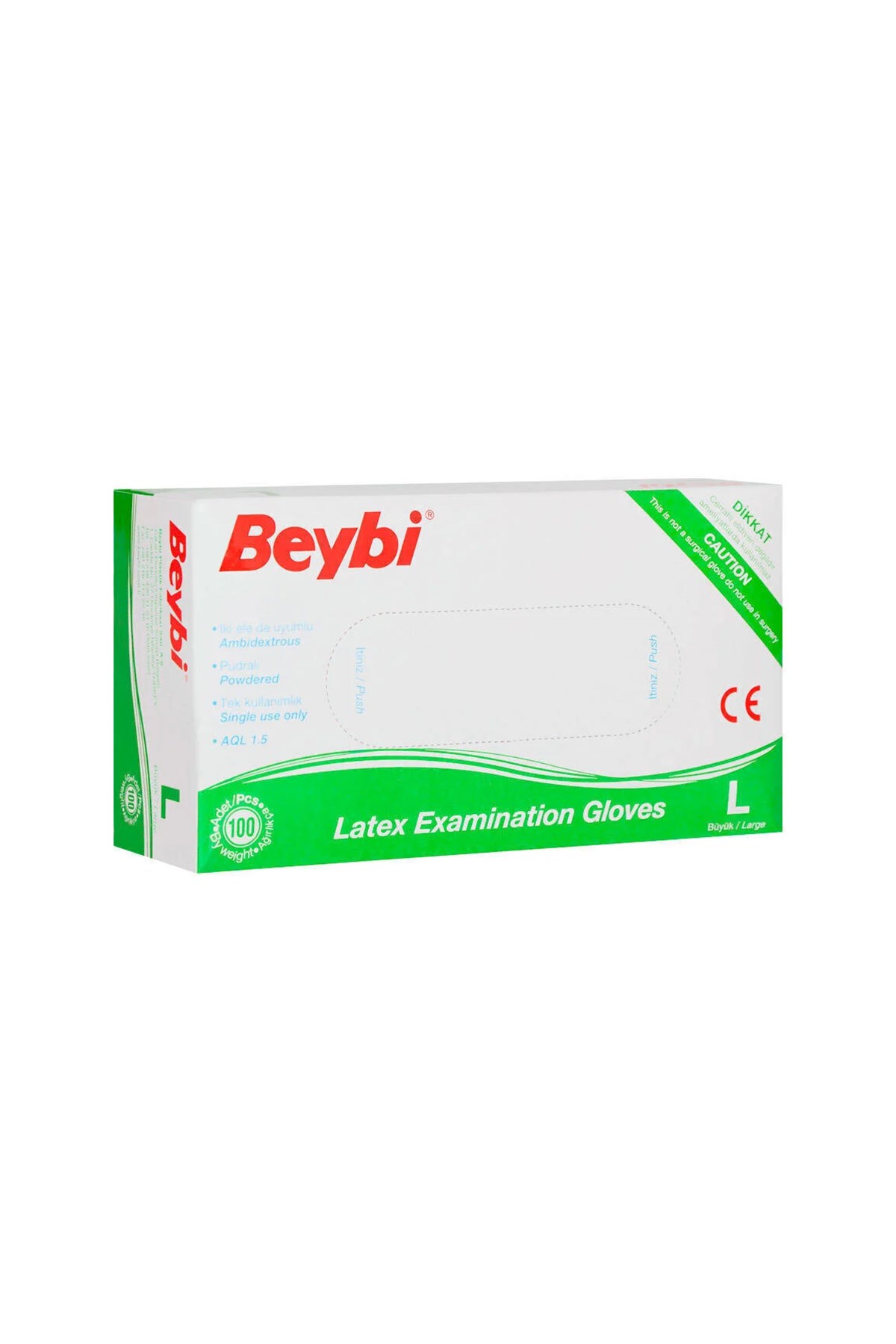 Beybi Lateks Muayene Eldiveni Pudralı L (Large) 100'lü
