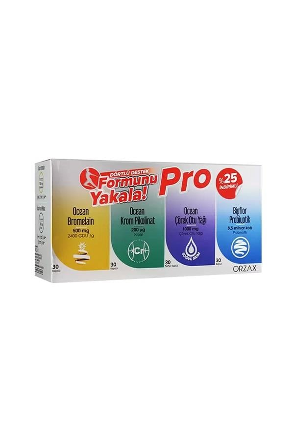 Ocean Formunu Yakala 4'lü Set 30 Kapsül - Bromelain + Krom Pikolinat + Çörek Otu Yağı + Bigflor Probiyotik