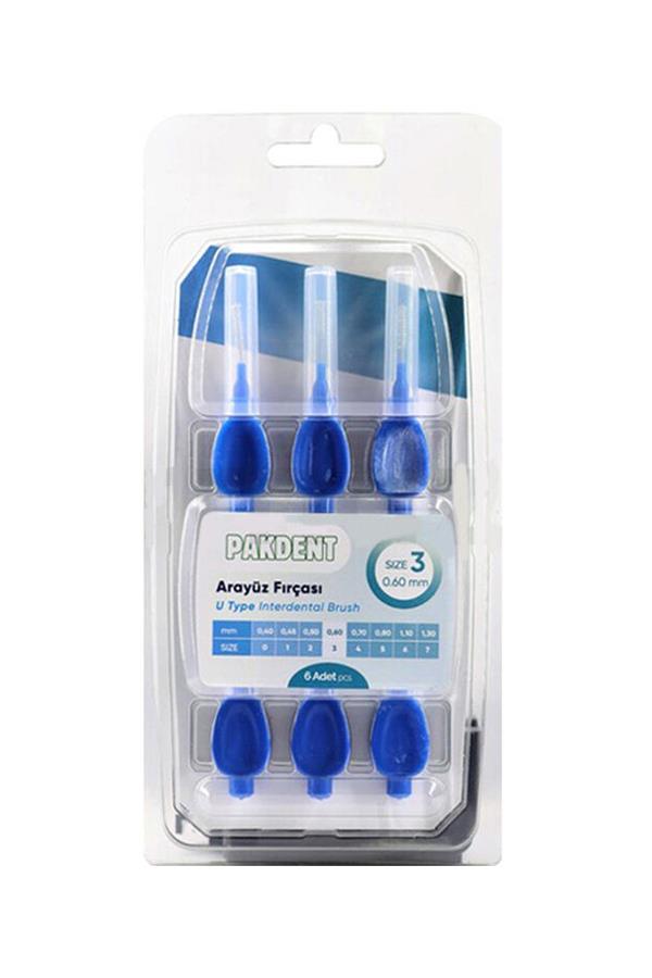 Pakdent Arayüz Fırçası 0,60 mm 6'lı - Mavi