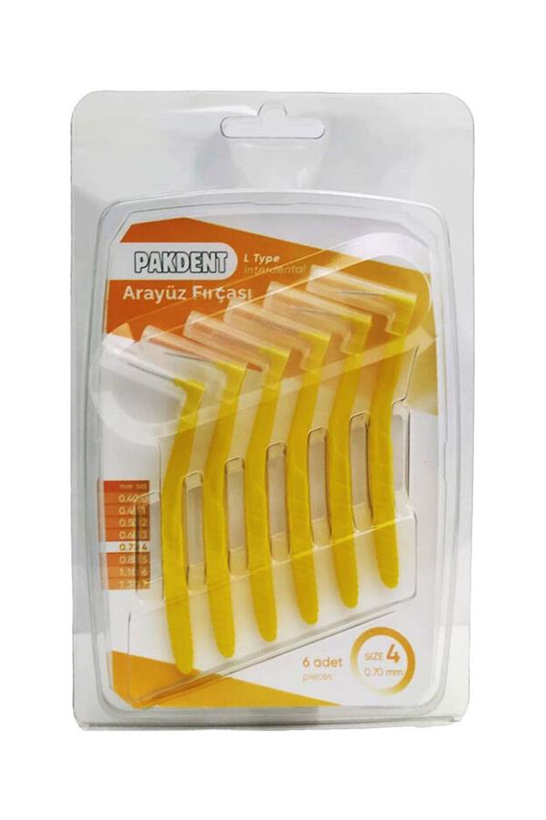 Pakdent Arayüz Fırçası L Tipi 0,70 mm 6'lı - Sarı