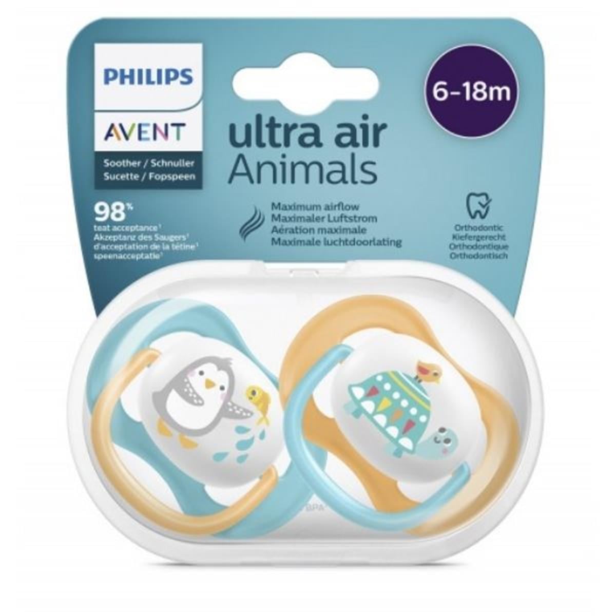Philips Avent SCF080/70 Ultra Air Animals Emzik 6-18 Ay Erkek 2'li