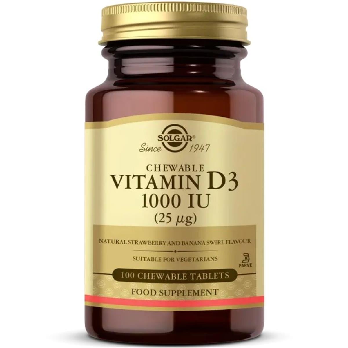 Solgar Chewable Vitamin D3 1000 IU 100 Tablet