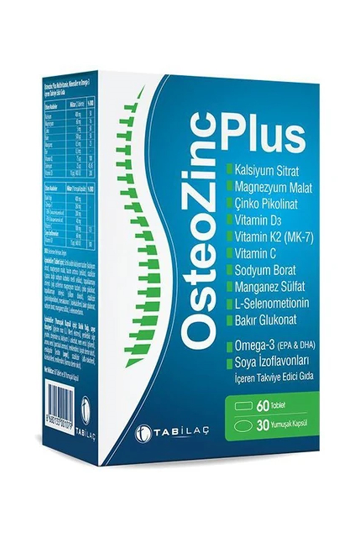 Tab İlaç Osteozinc Plus 30 Yumuşak Kapsül 60 Tablet