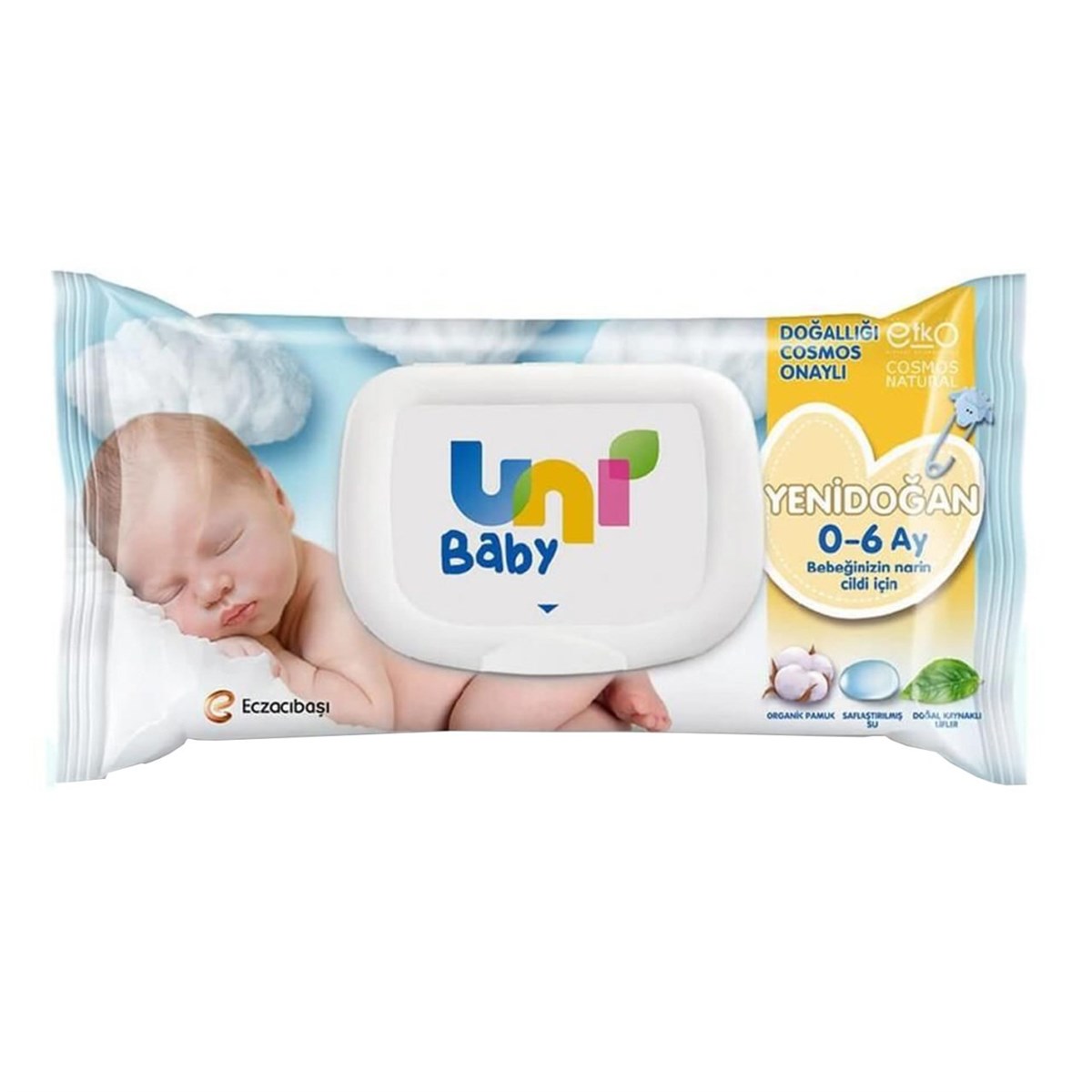 Uni Baby Yenidoğan Islak Pamuk Mendil 40 Adet