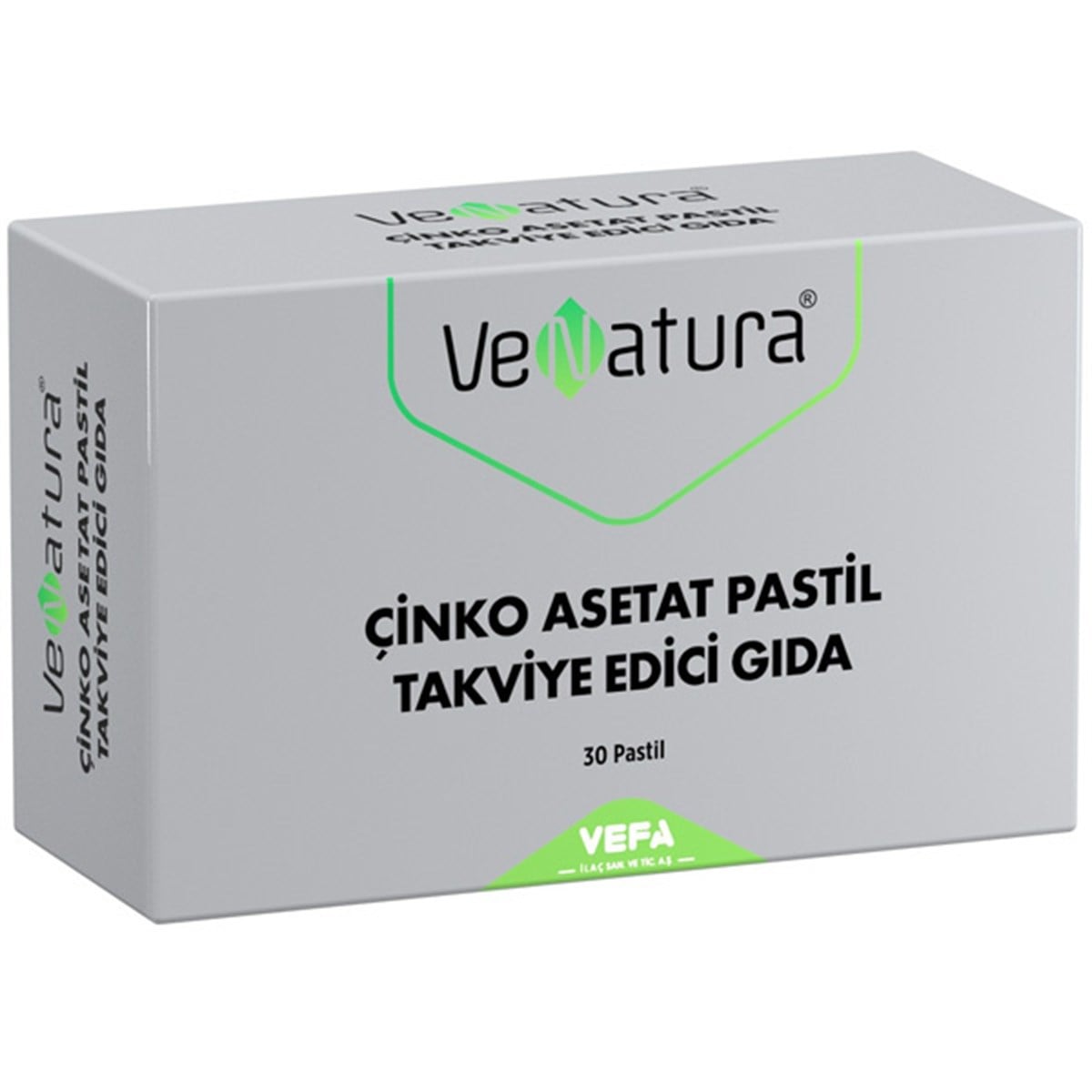 Venatura Çinko Asetat Pastil Takviye Edici Gıda 30 Pastil