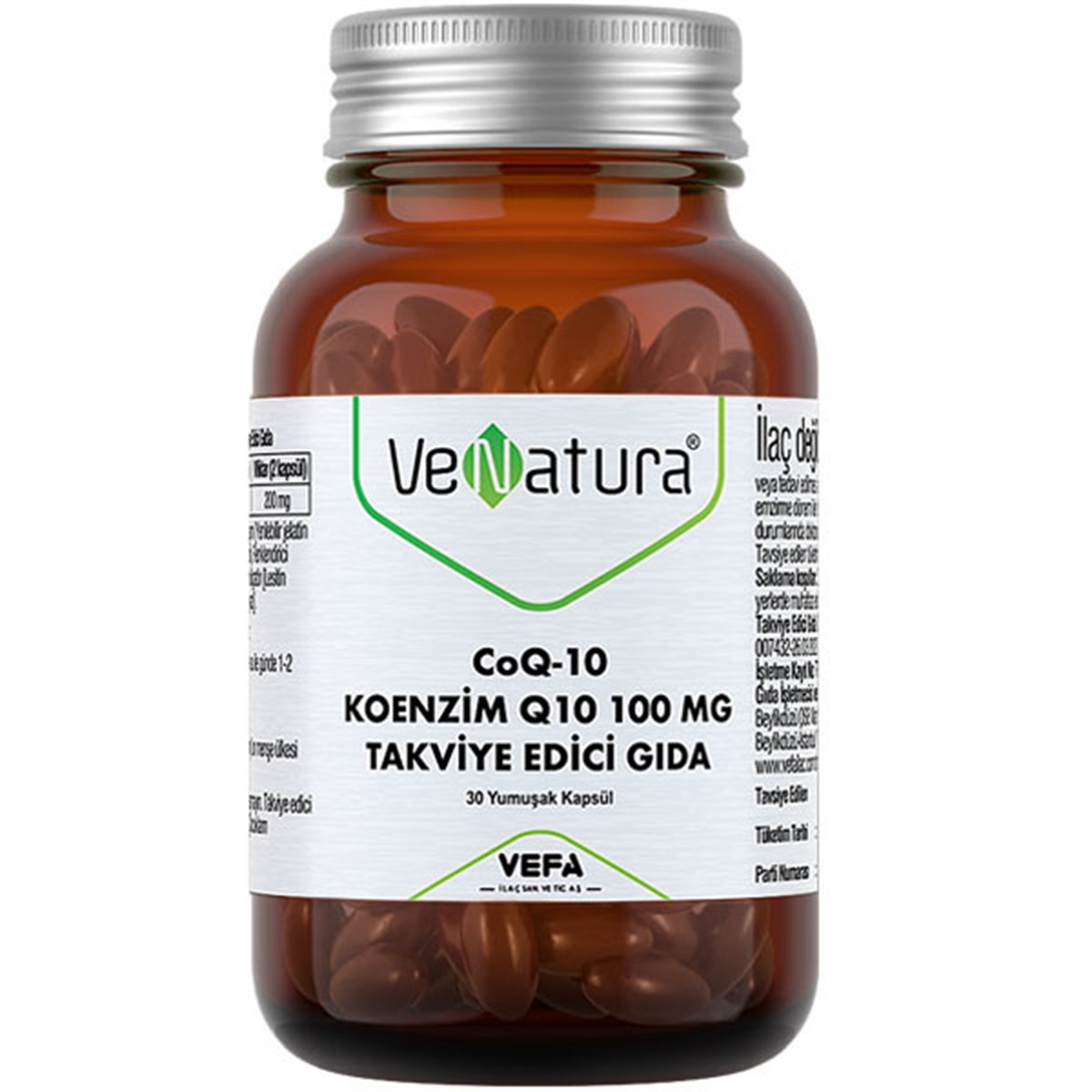 Venatura CoQ 10 Koenzim Q10 100 MG 30 Kapsül Gıda Takviyesi