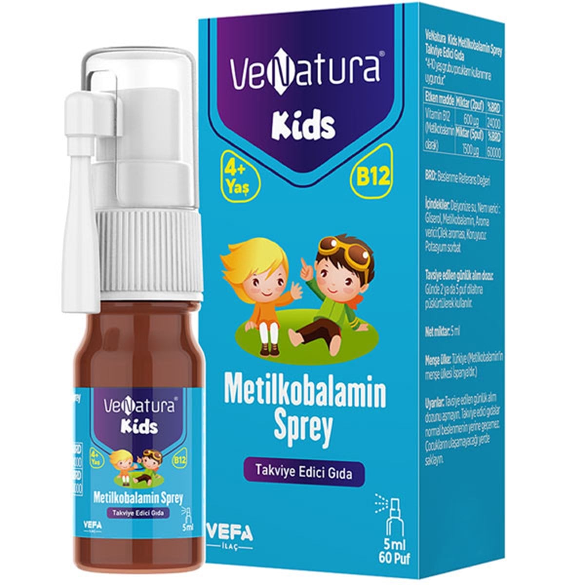 Venatura Kids Metilkobalamin Sprey 5 ML Çocuklar İçin Gıda Takviyesi
