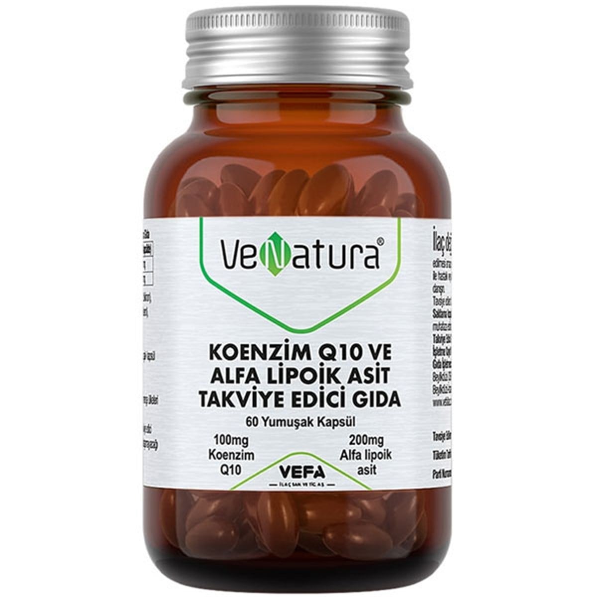 Venatura Koenzim Q10 ve Alfa Lipoik Asit 60 Yumuşak Kapsül Gıda Takviyesi
