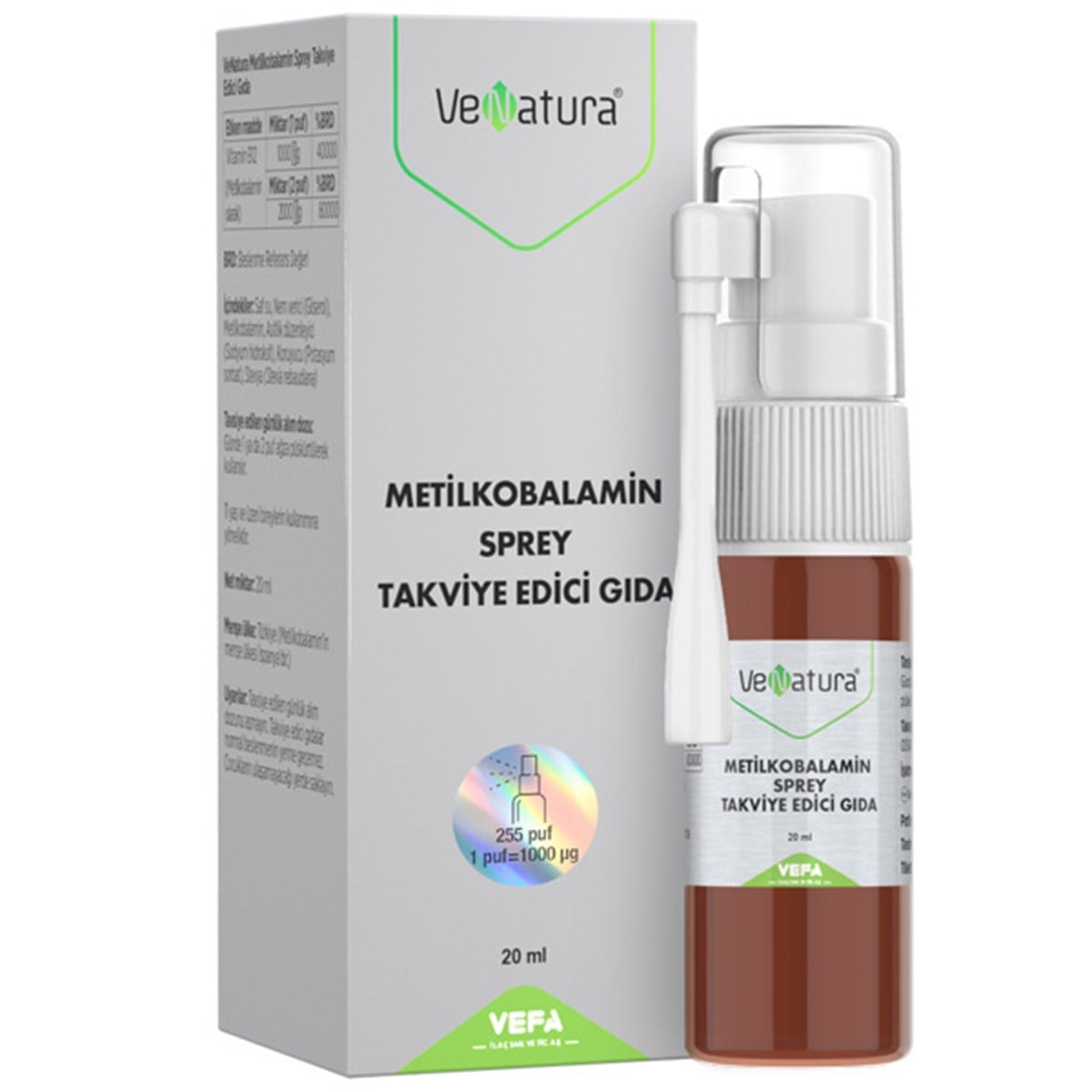 Venatura Metilkobalamin Sprey Takviye Edici Gıda 20 ml