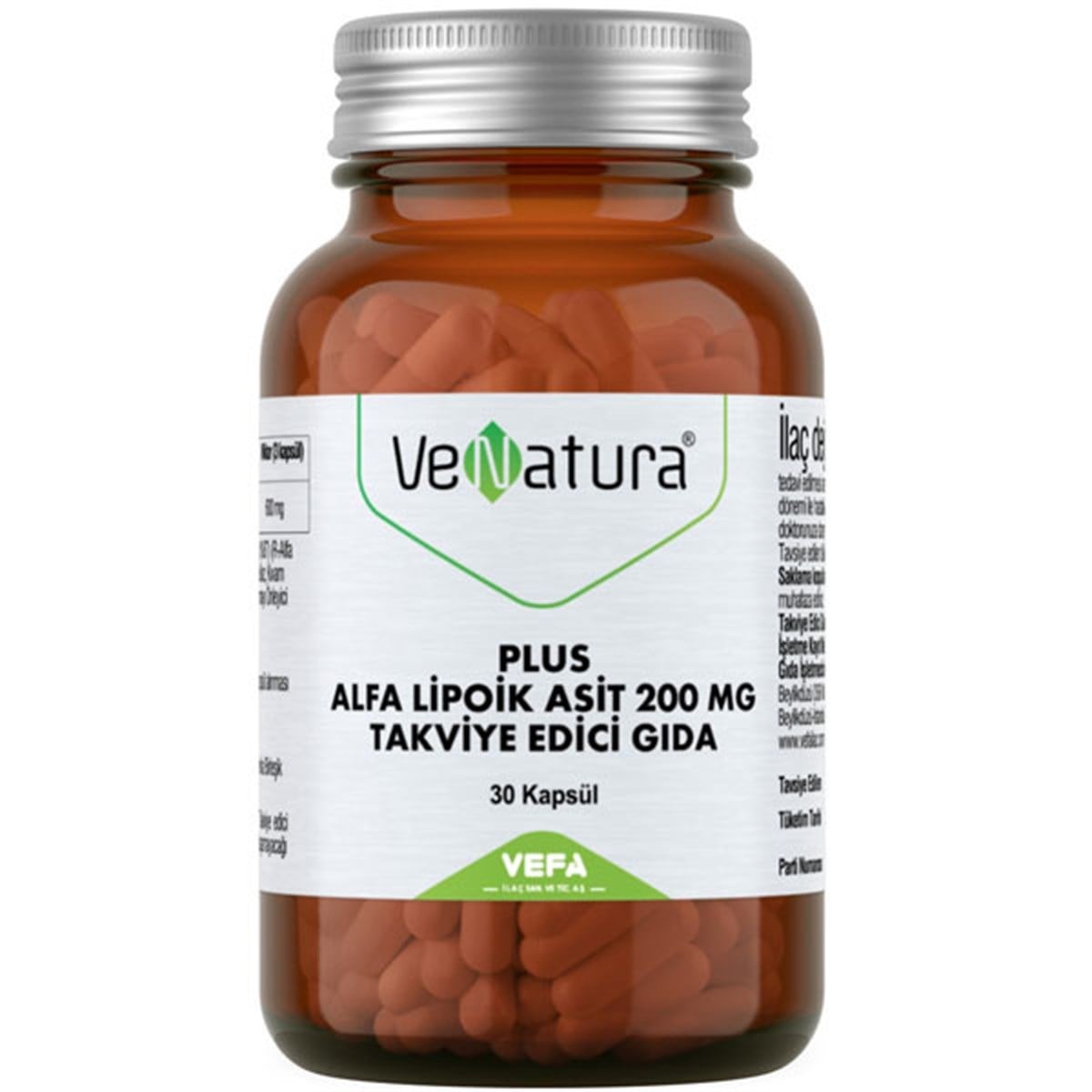 Venatura Plus Alfa Lipoik Asit 200 MG 30 Kapsül Gıda Takviyesi
