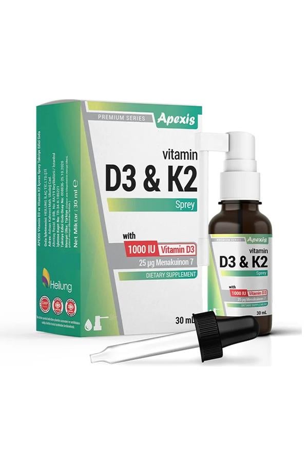 Apexis Vitamin D3 & K2 Takviye Edici Gıda Sprey 30 ml