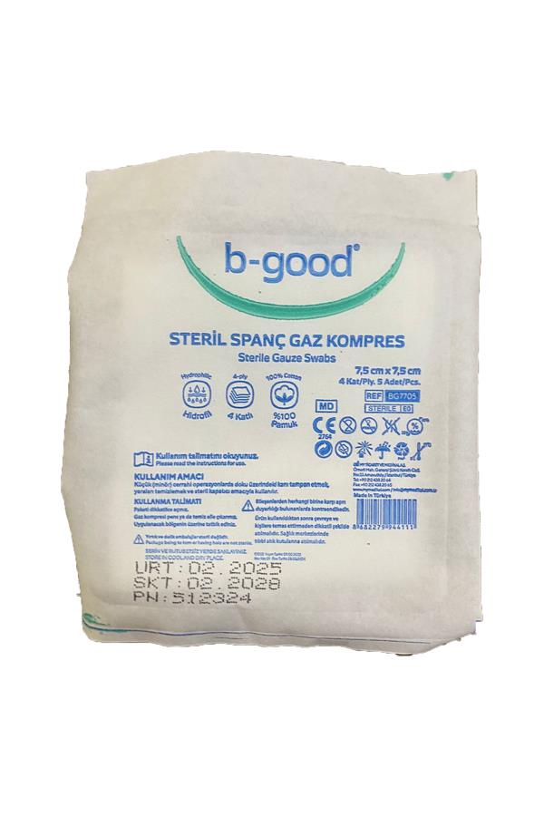 B-Good Steril Spanç Gaz Kompres 7,5x7,5cm -Tek Paket