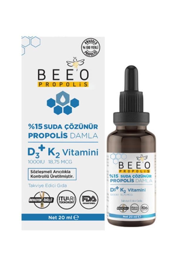 Bee`o Up Bee O Up Propolis %15 D3 K2 Suda Çözünür Damla 20 ml
