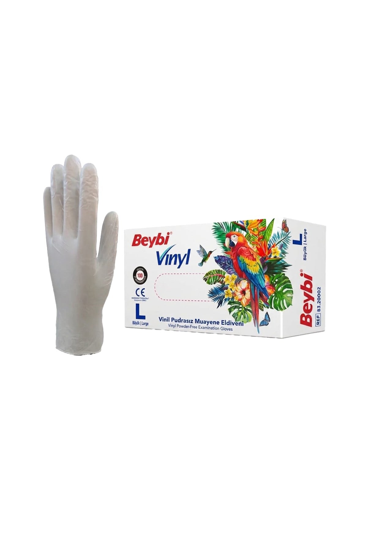 Beybi Vinil Pudrasız Muayene Eldiveni L (large) 100lü