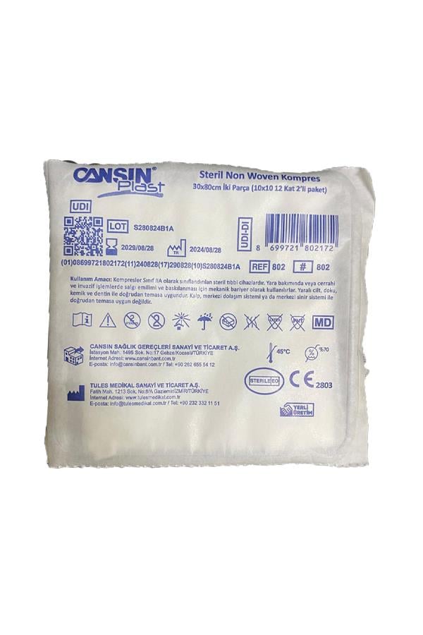 CansınPlast Steril Non Woven Kompres 30x80cm 2'li