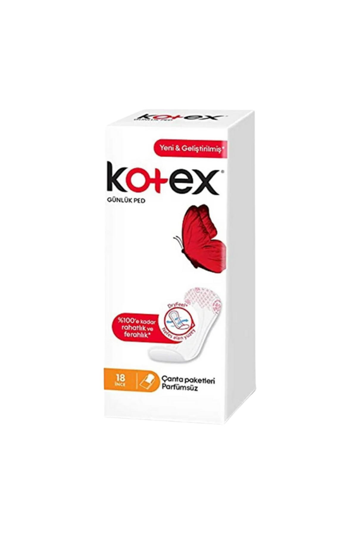 Kotex Günlük Ped Parfümsüz 18'li