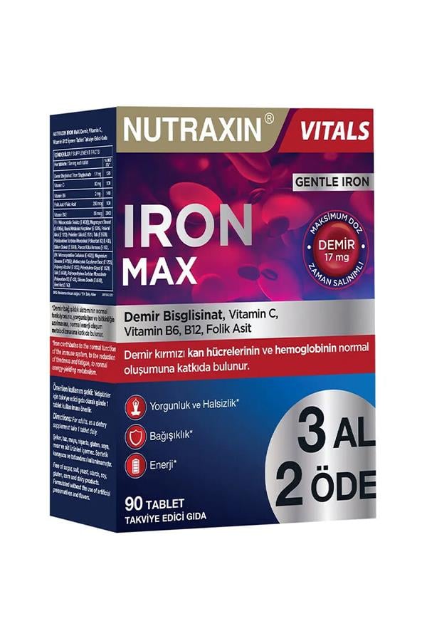 Nutraxin Iron Max 90 Tablet - 3 Al 2 Öde