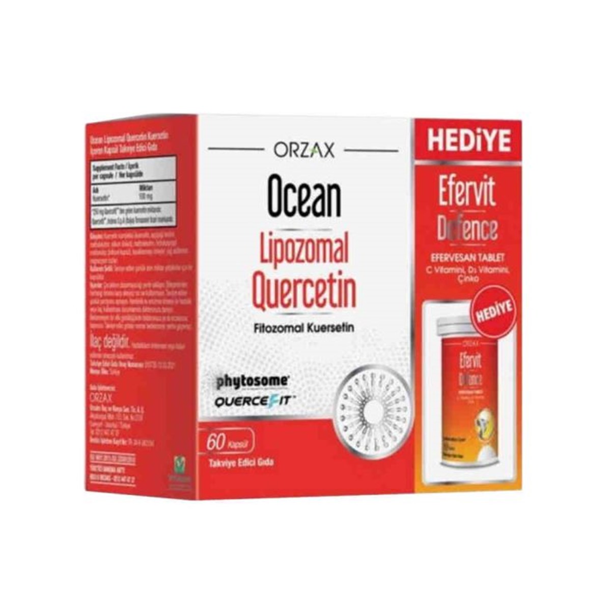 Ocean Lipozmal Quercetin 60 Kapsül + Efervit Defence 10 Efervesan Tablet