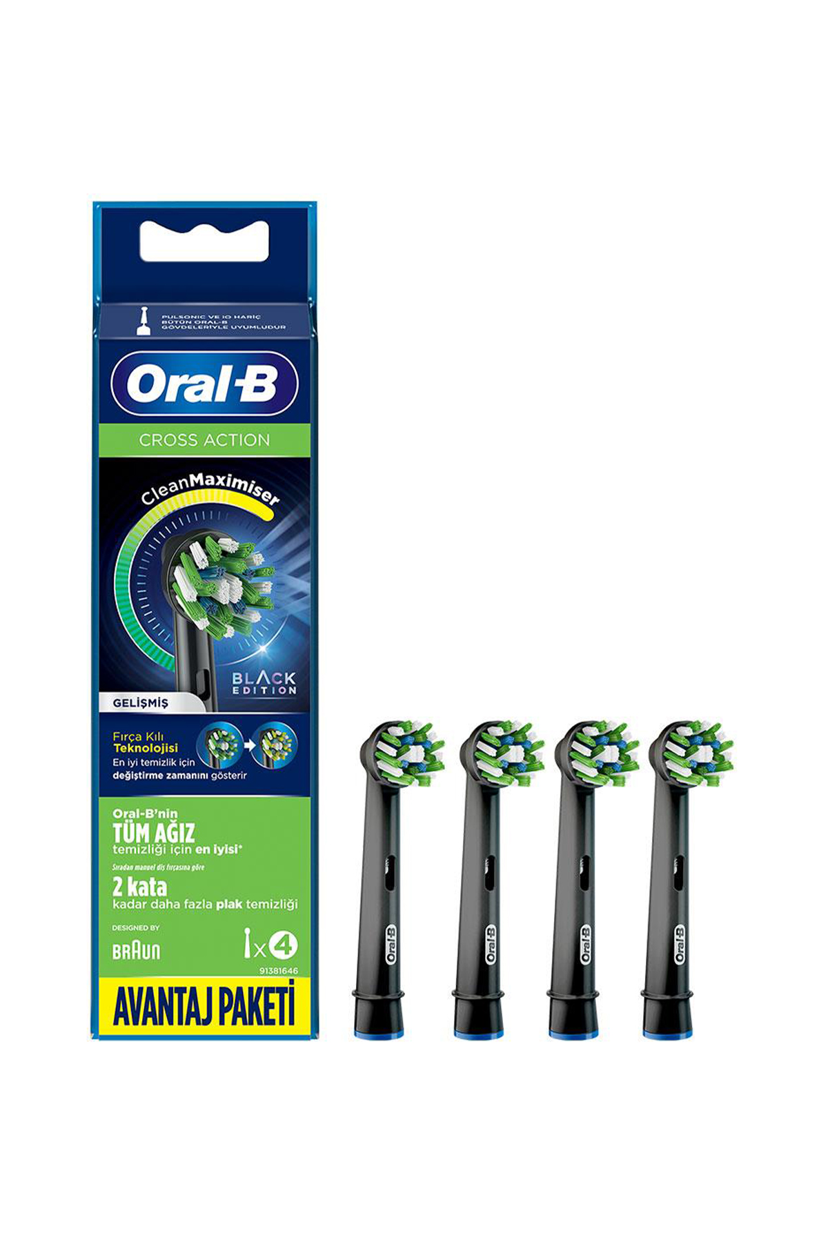 Oral-B Cross Action Black Edition Yedek Başlık 4lü