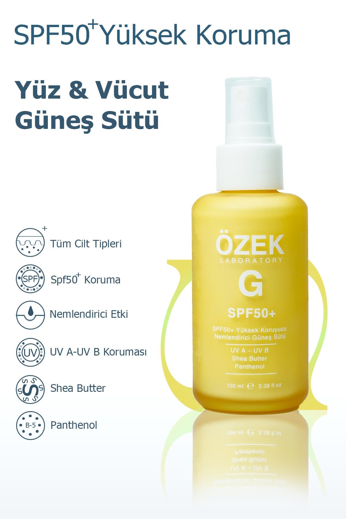 Özek G SPF50+ Yüksek Koruyucu Nemlendirici Güneş Sütü 100 ml