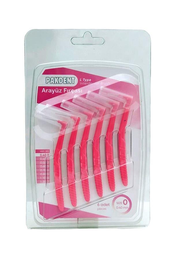 Pakdent Arayüz Fırçası L Tipi 0,4 mm 6'lı - Pembe