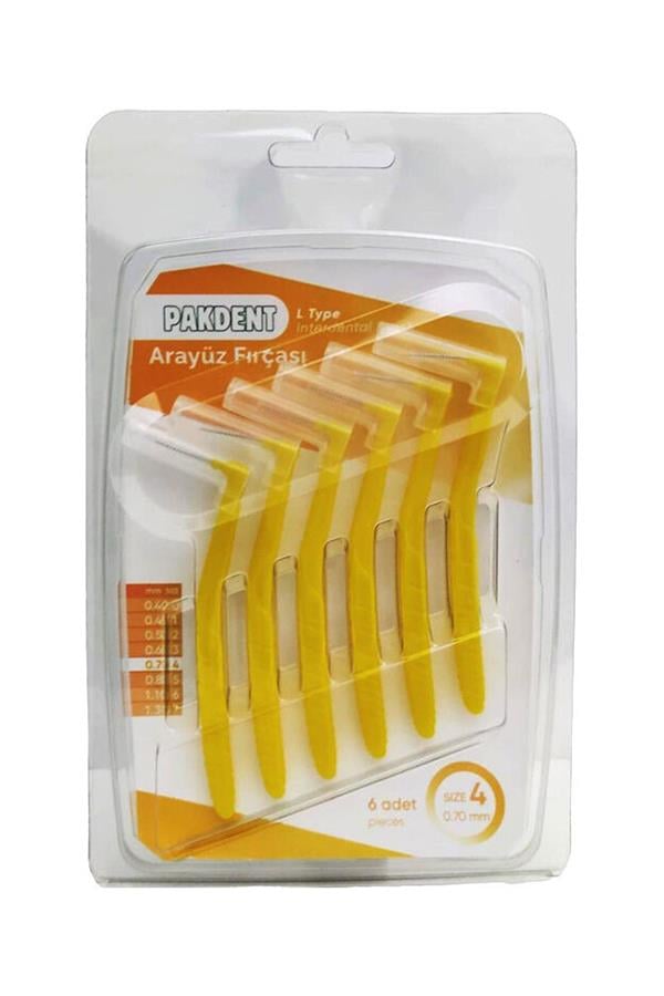 Pakdent Arayüz Fırçası L Tipi 0,70 mm 6'lı - Sarı
