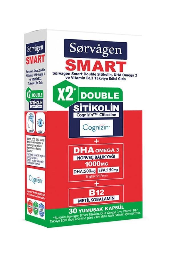 Sorvagen Smart Double Sitikolin Dha Omega 3 ve B12 30 Kapsül