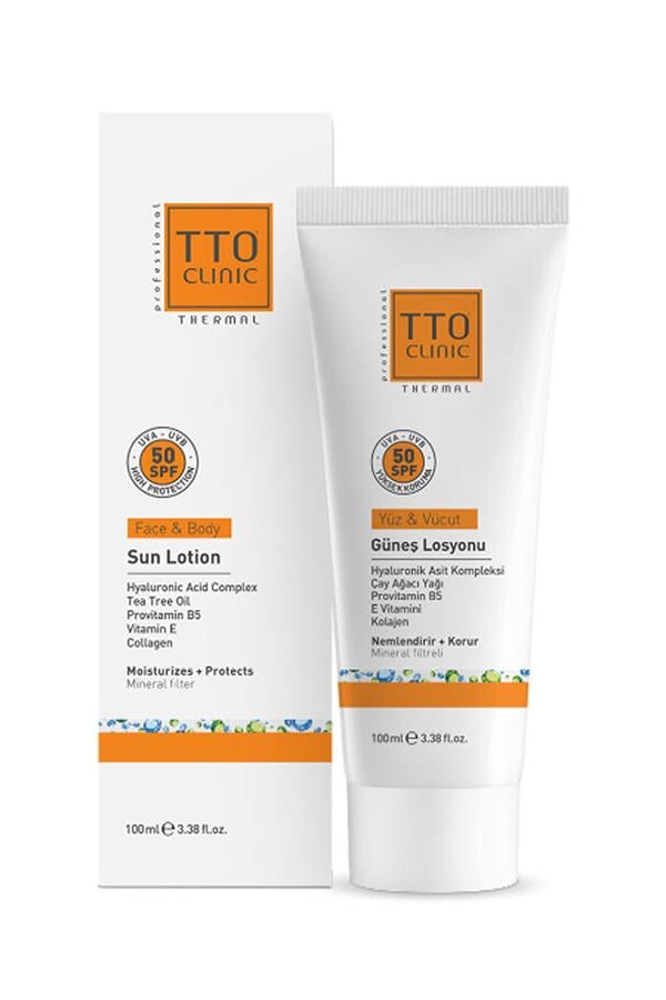 TTO Clinic Güneş Losyonu 100 ml (AKNELİ- ROZALI CİLTLER İÇİN) (ÇAY AĞACI YAĞI / TEA TREE OIL)