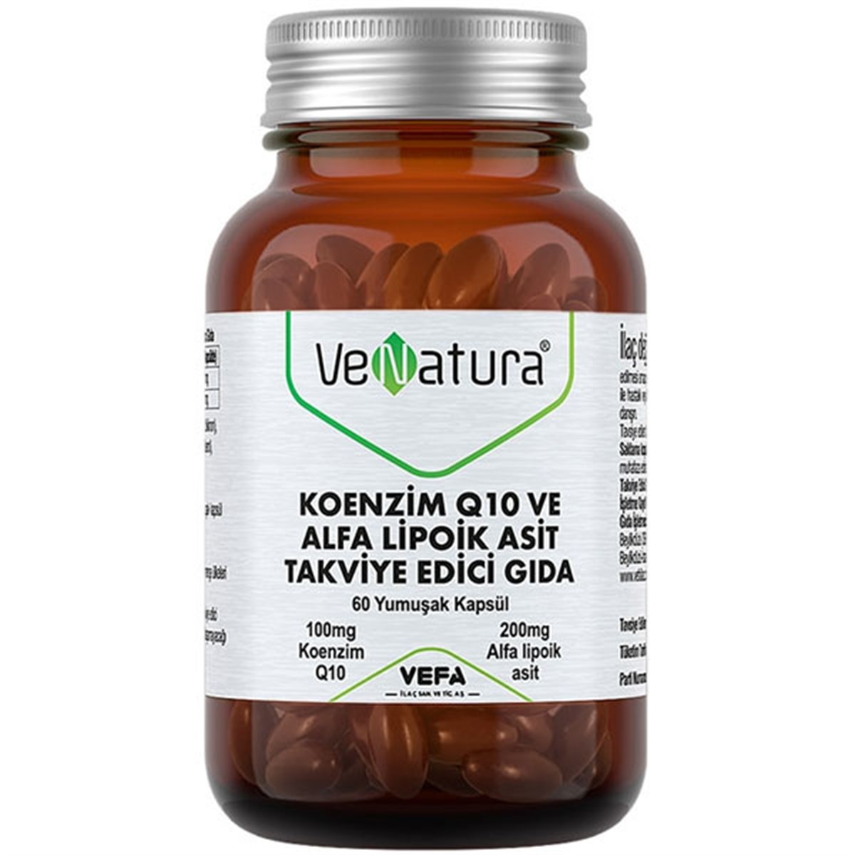 Venatura Koenzim Q10 ve Alfa Lipoik Asit 60 Yumuşak Kapsül Gıda Takviyesi