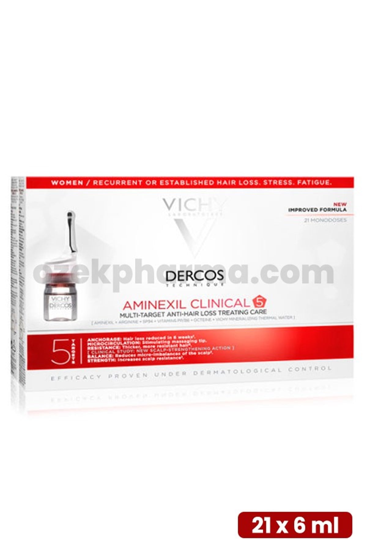 Vichy Dercos Aminexil Clinical 5 21x6ml - Kadınlar için Saç Dökülmesine Karşı Serum