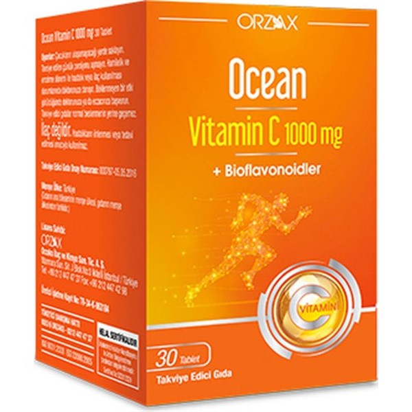 Ocean Vitamin C 1000 mg 30 tabletBağışıklık GüçlendiriciORZAXOcean Vitamin C 1000 mg 30 tablet | ozekpharma.comOcean Vitamin C 1000 mg 30 tablet