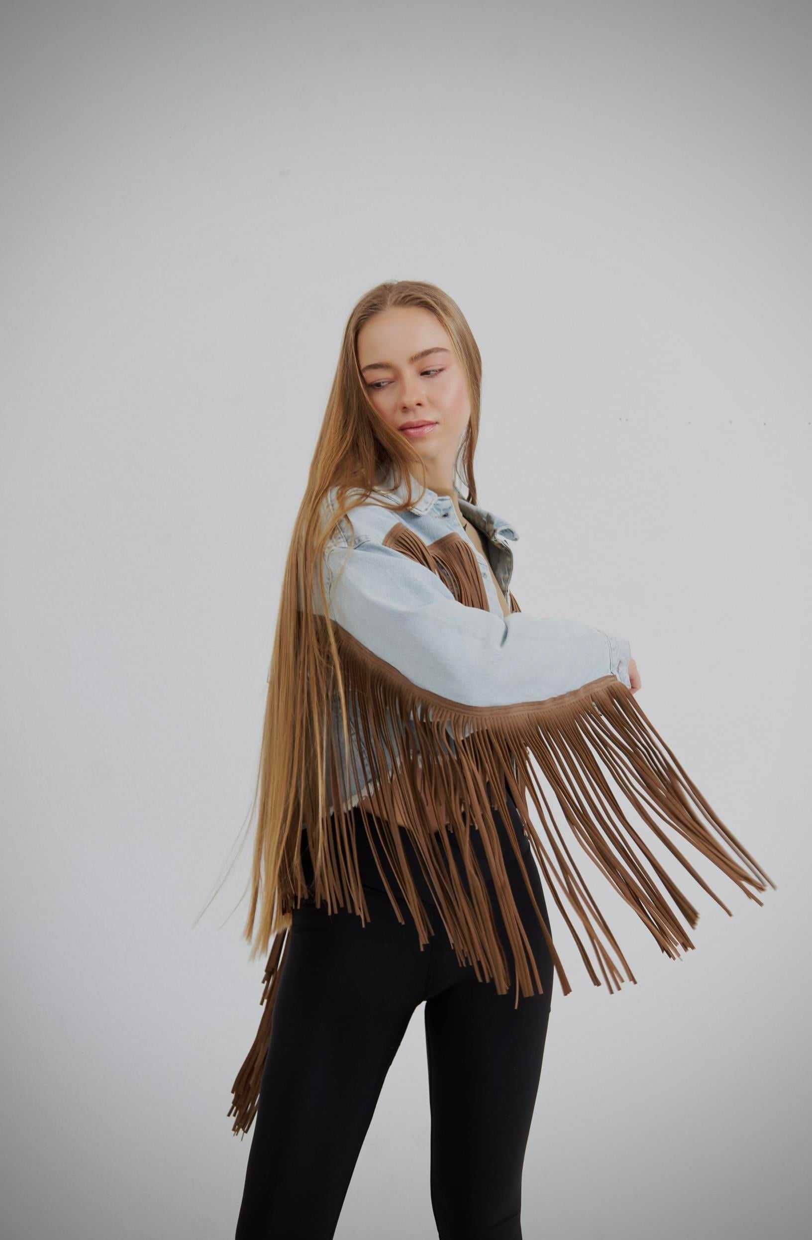 Alejandro Mavi Püsküllü Jean CEket