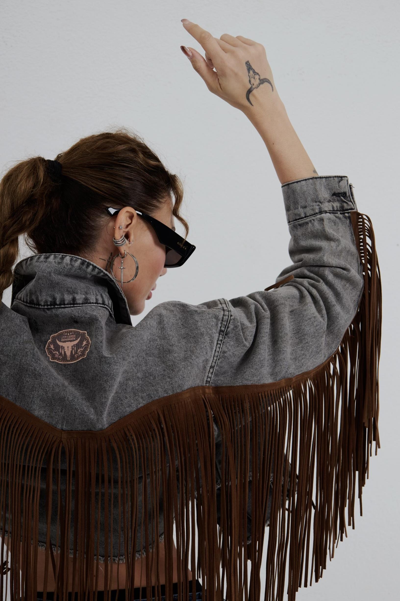 Alejandro Siyah Püsküllü Jean CEket