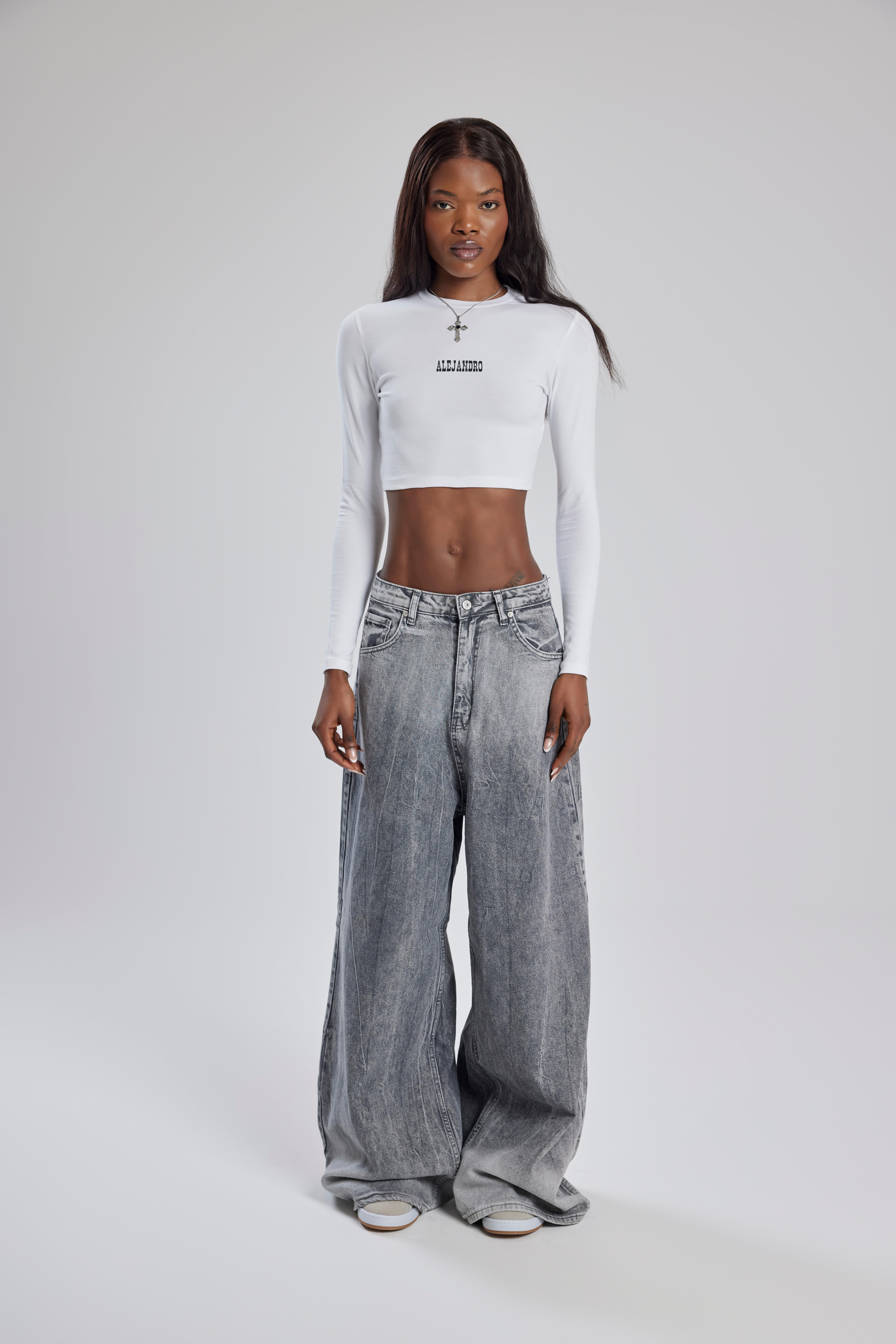 Alejandro Gri Yıkamalı Oversize Jean