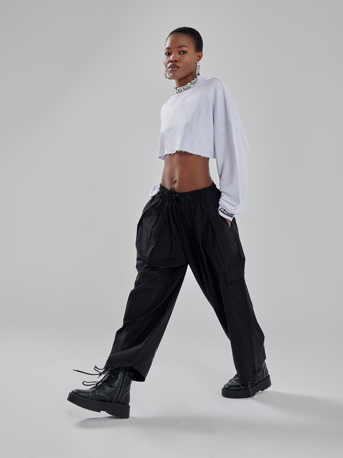 Alejandro Siyah Beli Lastikli Pantalon