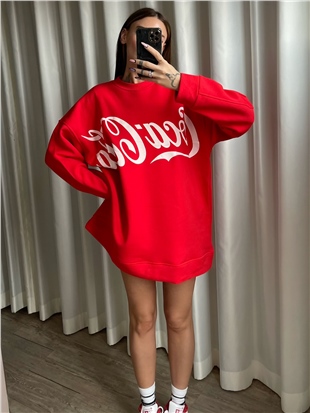 C.C Kırmızı Baskılı Sweatshirt